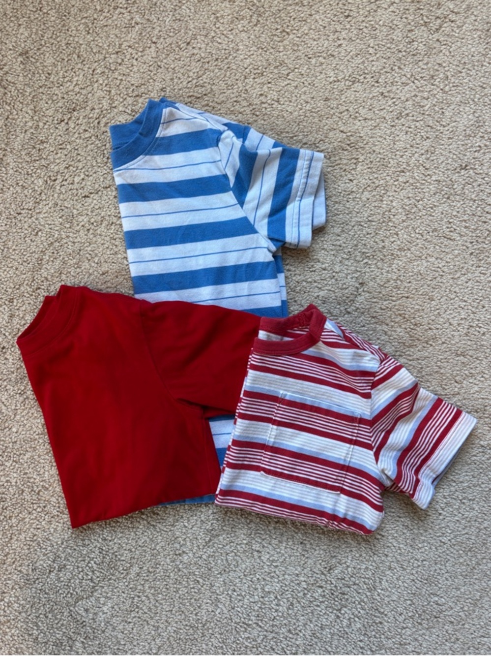 Kids Red & Blue Striped Cotton Tee Pack
